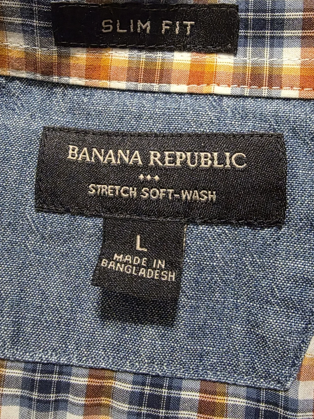 Banana Republic Men's Plaid Button-Down Shirt - Blue & Orange